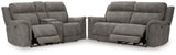 Back view of slate reclining sofa