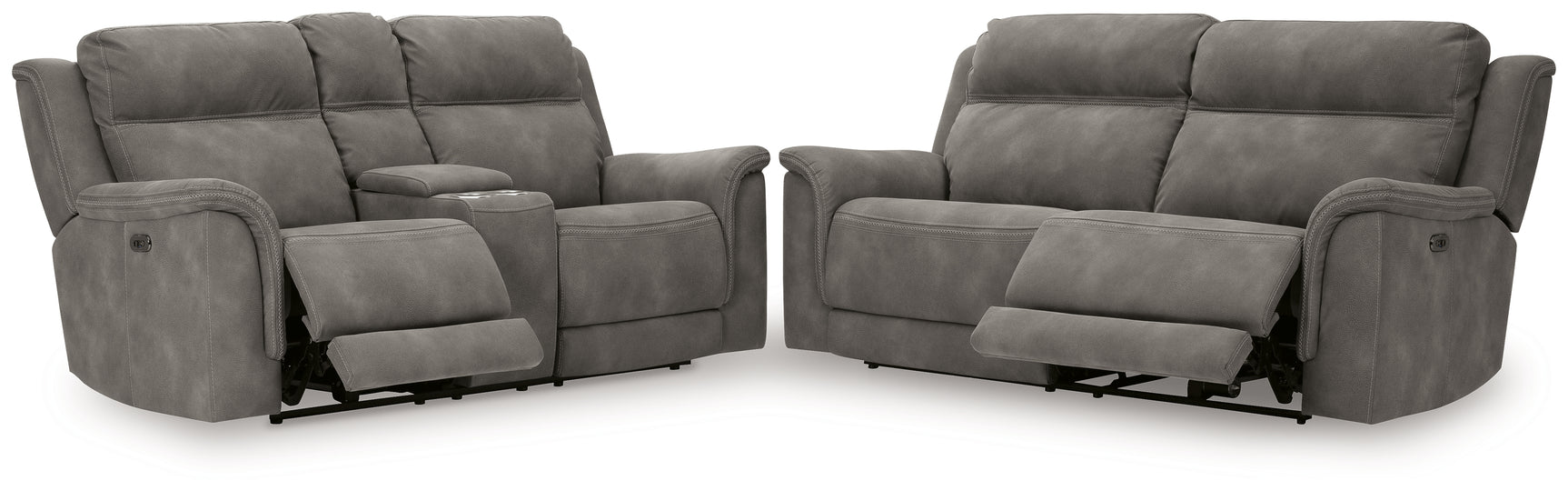 Back view of slate reclining sofa