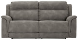 Next-Gen Durapella Slate Microfiber Power Reclining Sofa head-on view