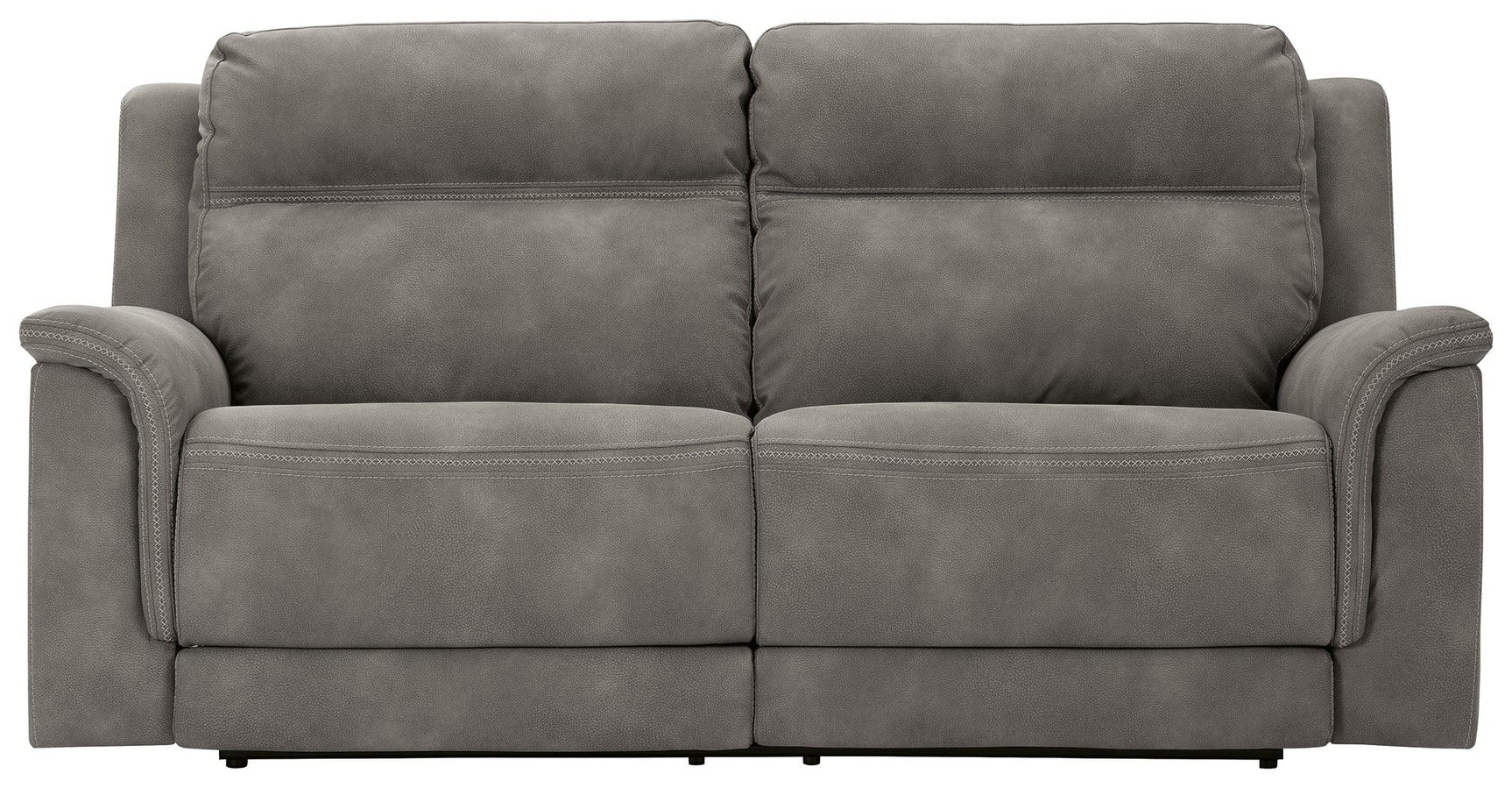 Next-Gen Durapella Slate Microfiber Power Reclining Sofa head-on view