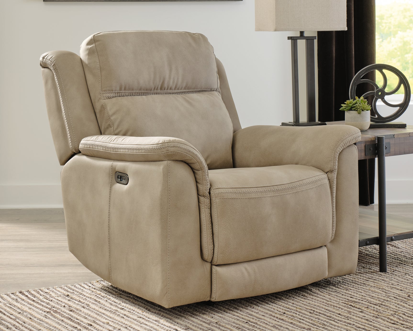 Next-Gen DuraPella Sand Microfiber Power Recliner front view