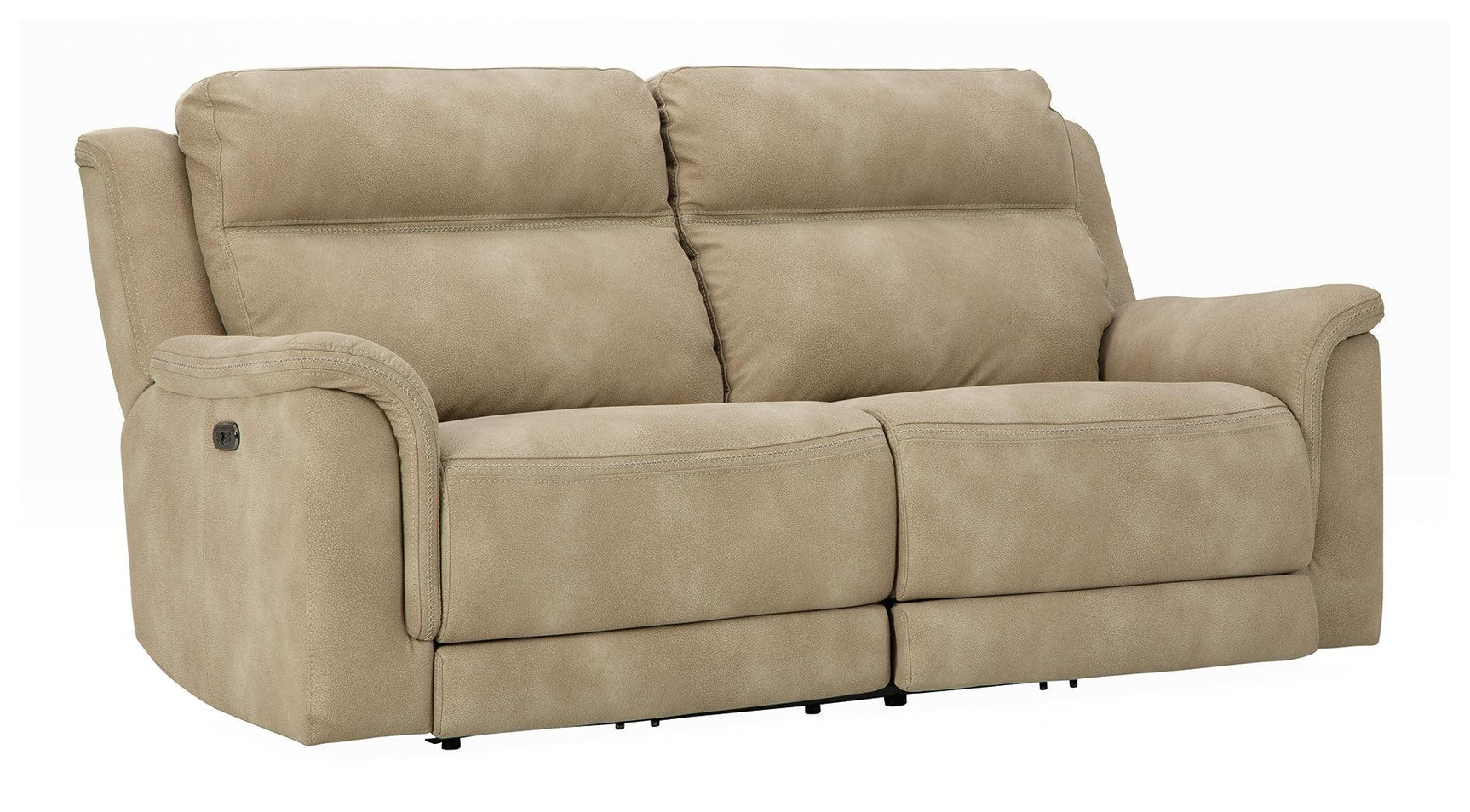 Next-Gen Durapella Sand Microfiber Power Reclining Sofa angled open view