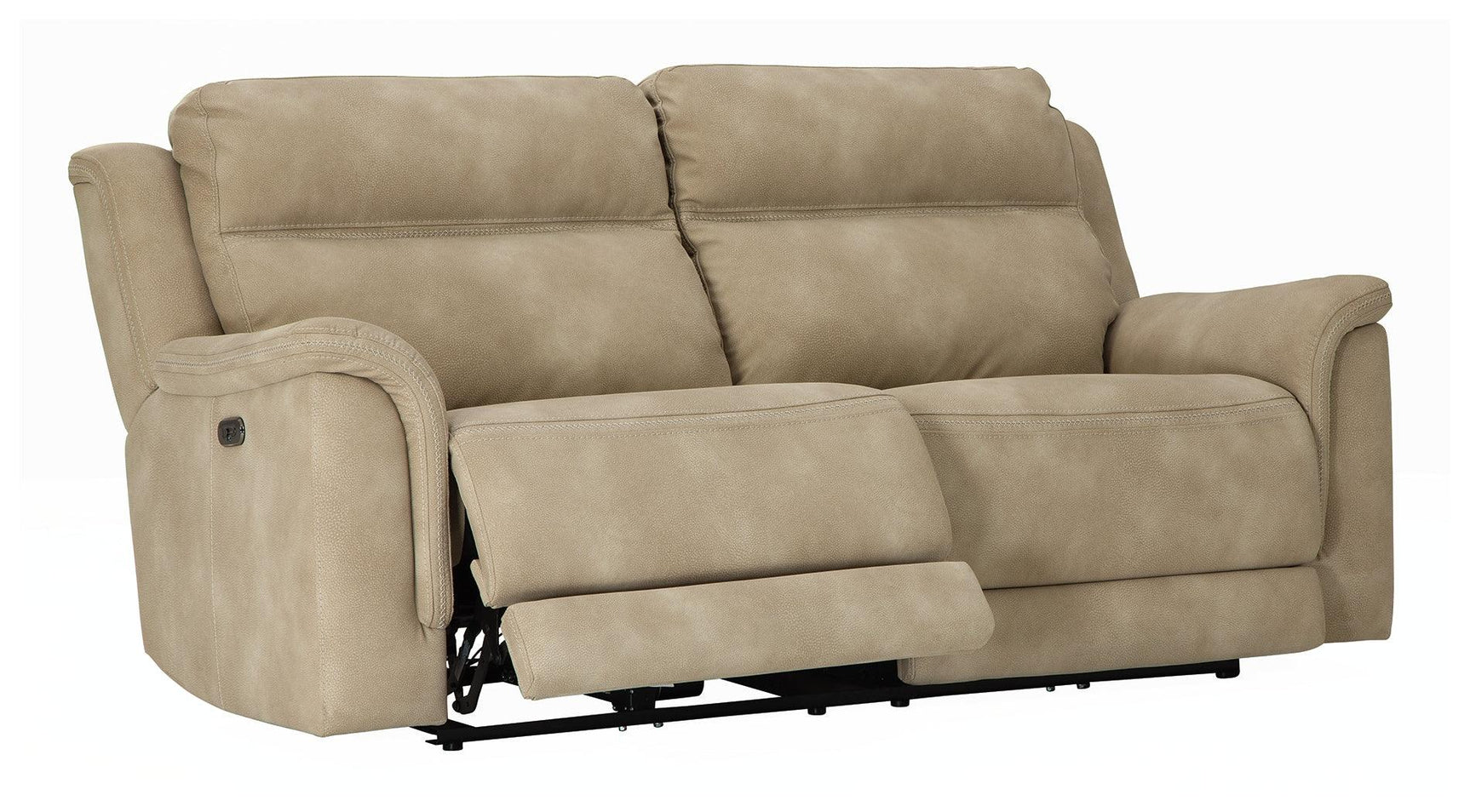 Next-Gen Durapella Sand Microfiber Power Reclining Sofa head-on view