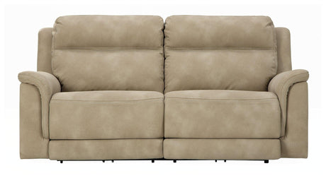 Next-Gen Durapella Sand Microfiber Power Reclining Sofa side view