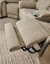 Next-Gen Durapella Sand Microfiber Power Reclining Sofa stitch detail close-up