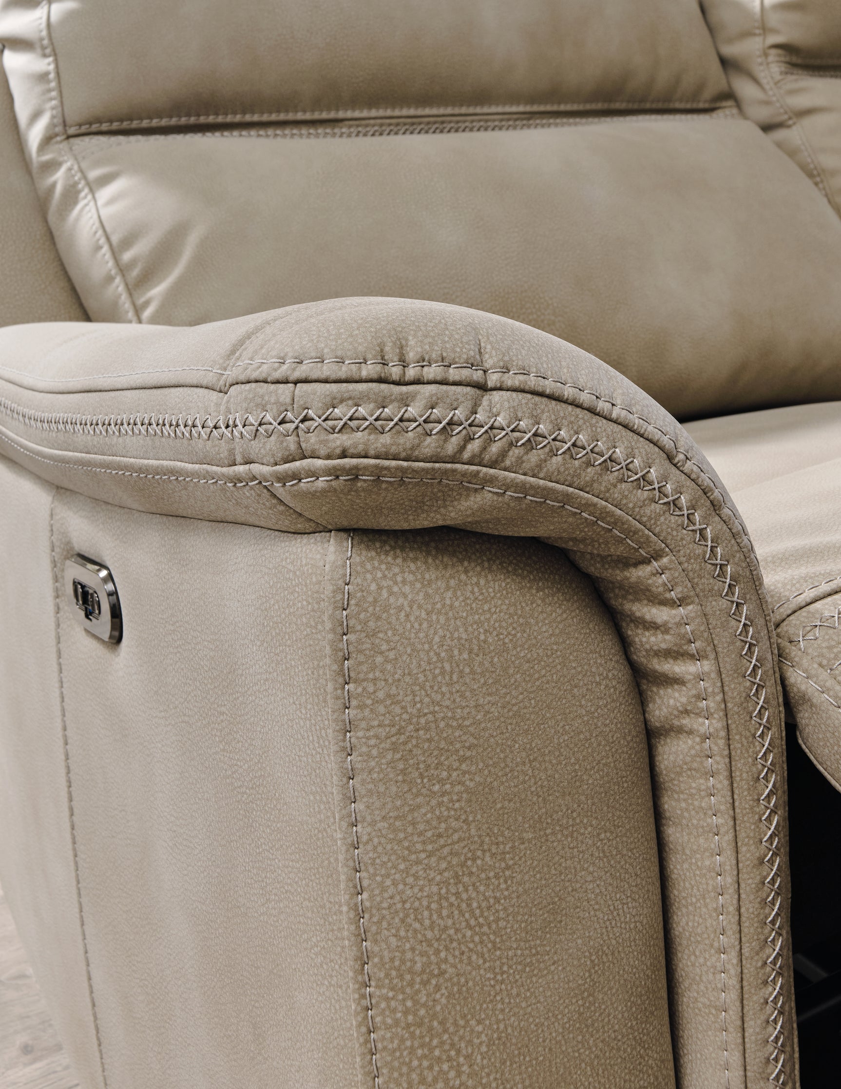 Next-Gen DuraPella Sand Microfiber Power Recliner front view