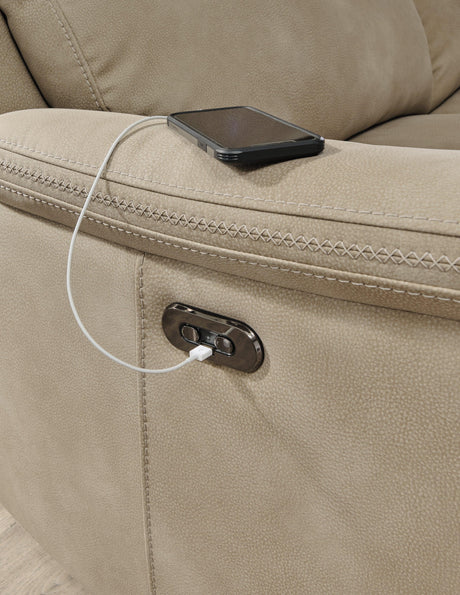 Next-Gen Durapella Sand Microfiber Power Reclining Sofa dimensional diagram