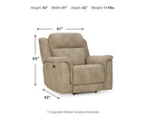 Dimension diagram of recliner
