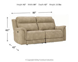 Next-Gen Durapella Sand Microfiber Power Reclining Sofa front view