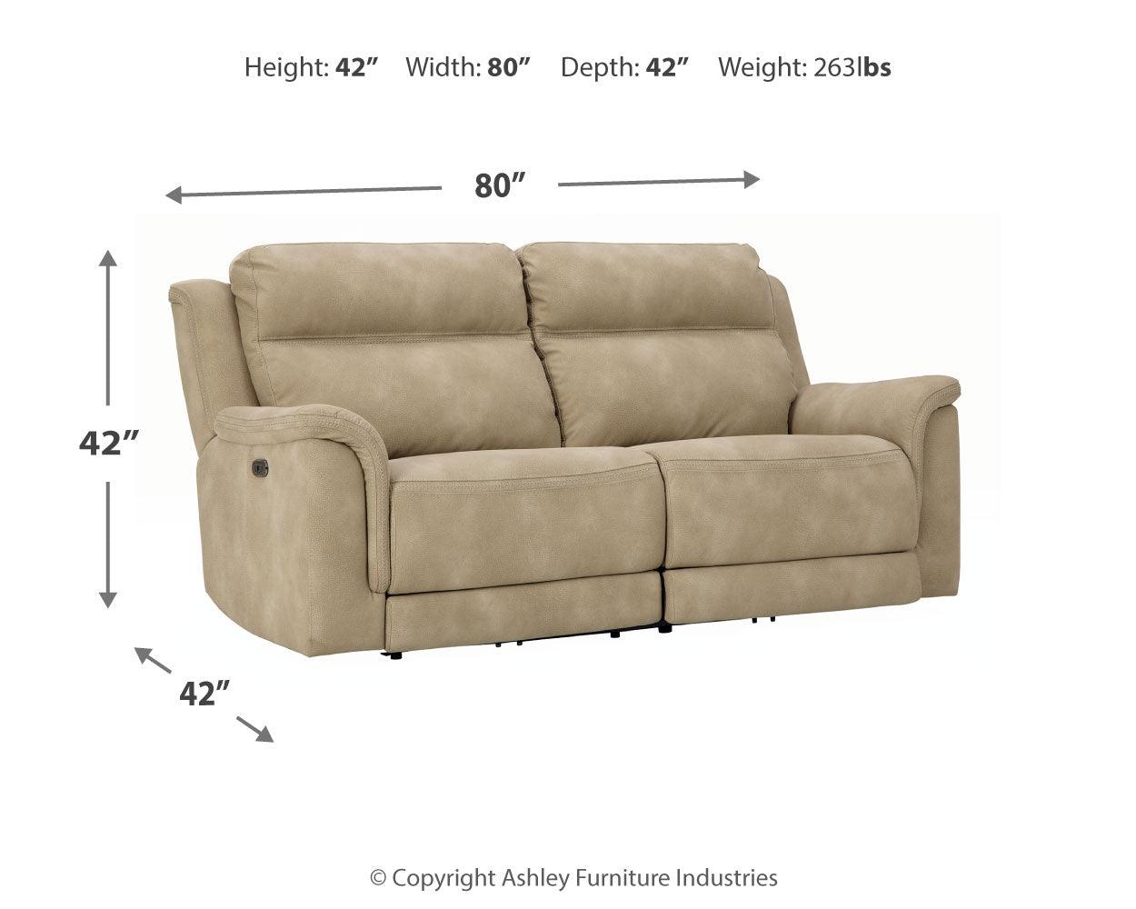 Next-Gen Durapella Sand Microfiber Power Reclining Sofa front view