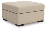 LadyMae Oversized Accent Ottoman side view showing faux wood legs