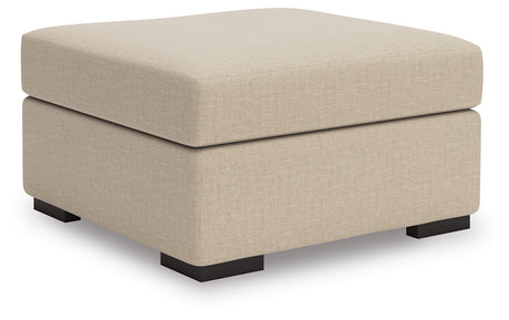 LadyMae Oversized Accent Ottoman side view showing faux wood legs