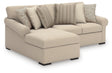 LadyMae 2-piece sectional with chaise in twill fabric, front angle view