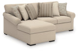 LadyMae 2-piece sectional with chaise in twill fabric, front angle view