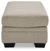 Close detail view of chair upholstery in taupe color