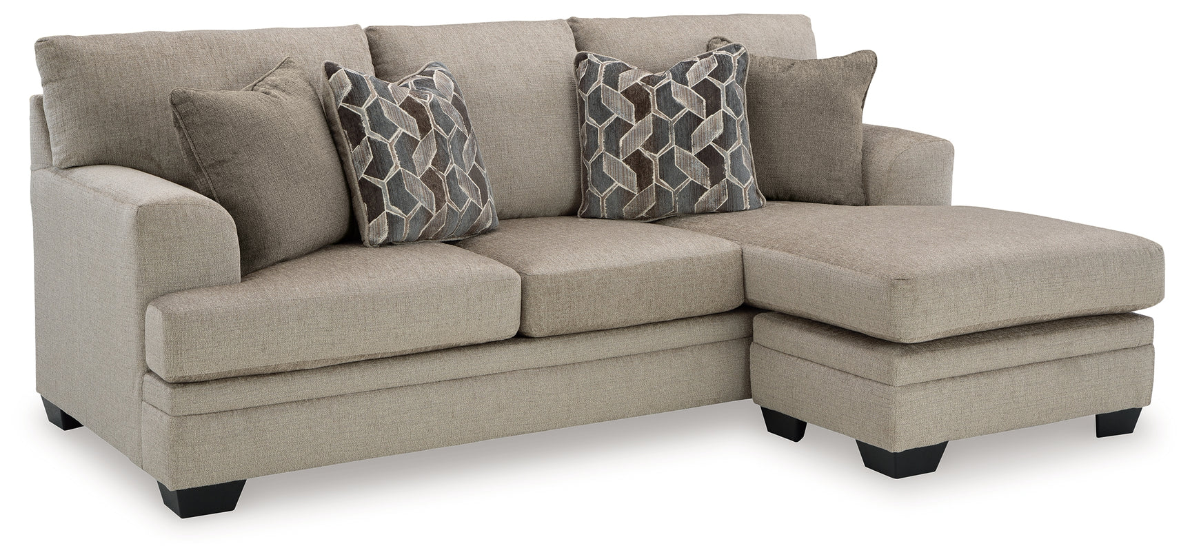 Top angle of sofa chaise armrest and cushion