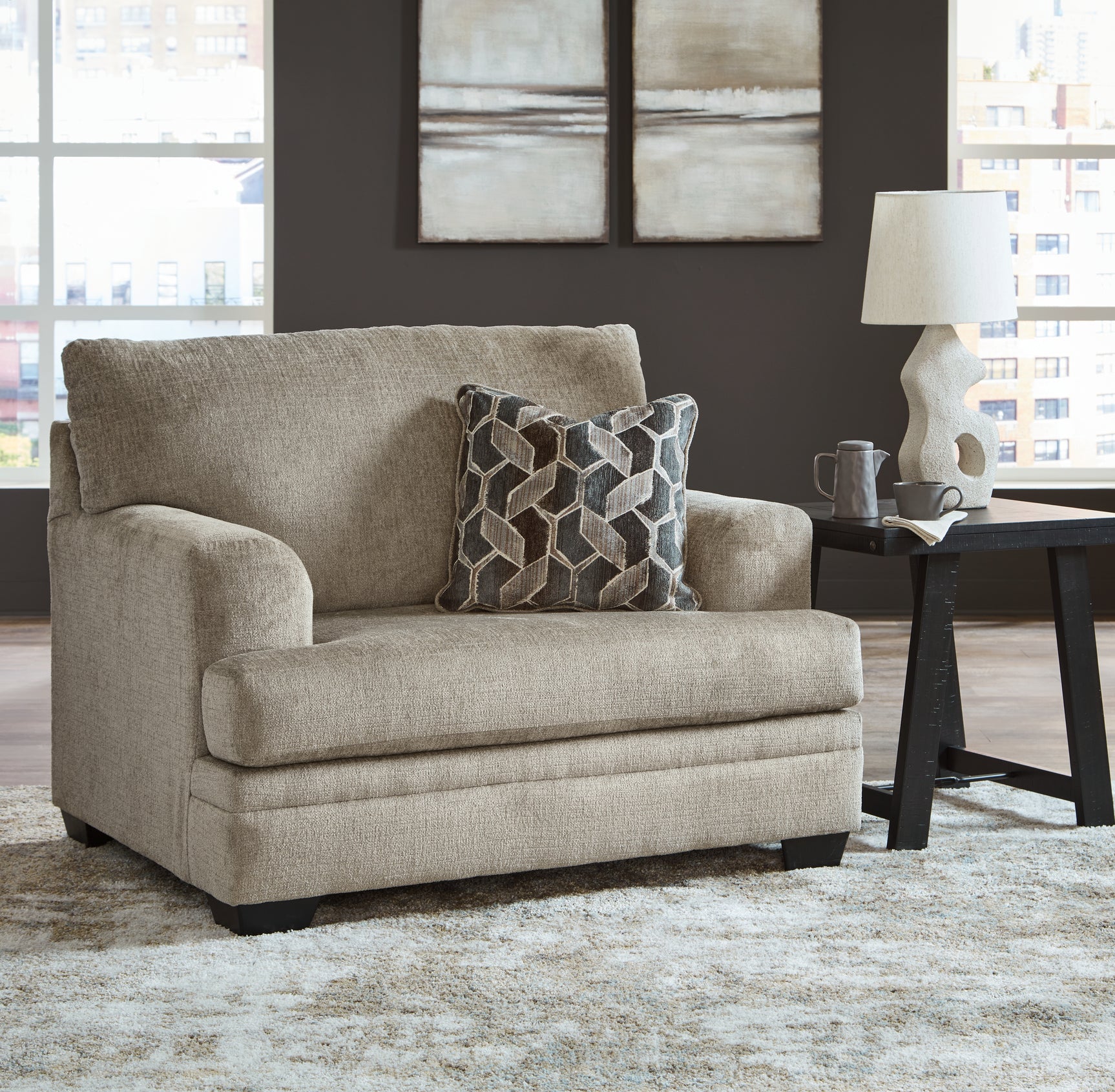 Stonemeade taupe sofa chaise seating set including chair and ottoman