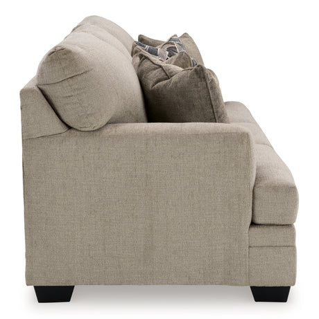 Close-up of loveseat cushion stitching
