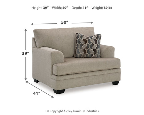 Stonemeade taupe sofa, loveseat, chair and ottoman set front view