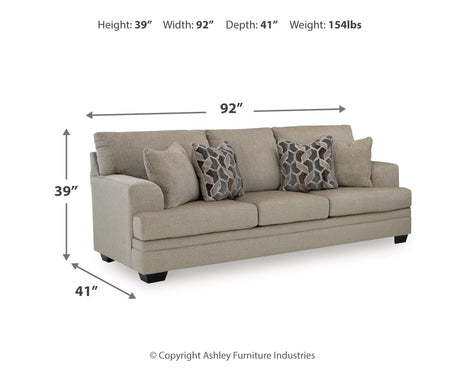 Stonemeade taupe sofa, loveseat, chair and ottoman set front view
