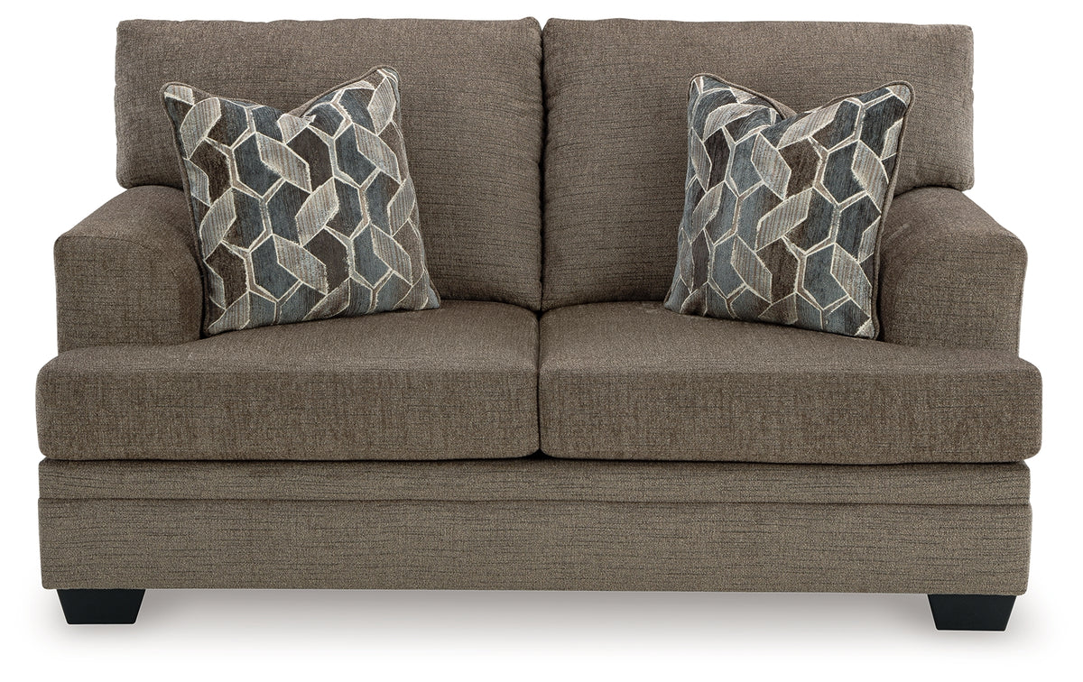 angled rear view of Stonemeade sofa and loveseat