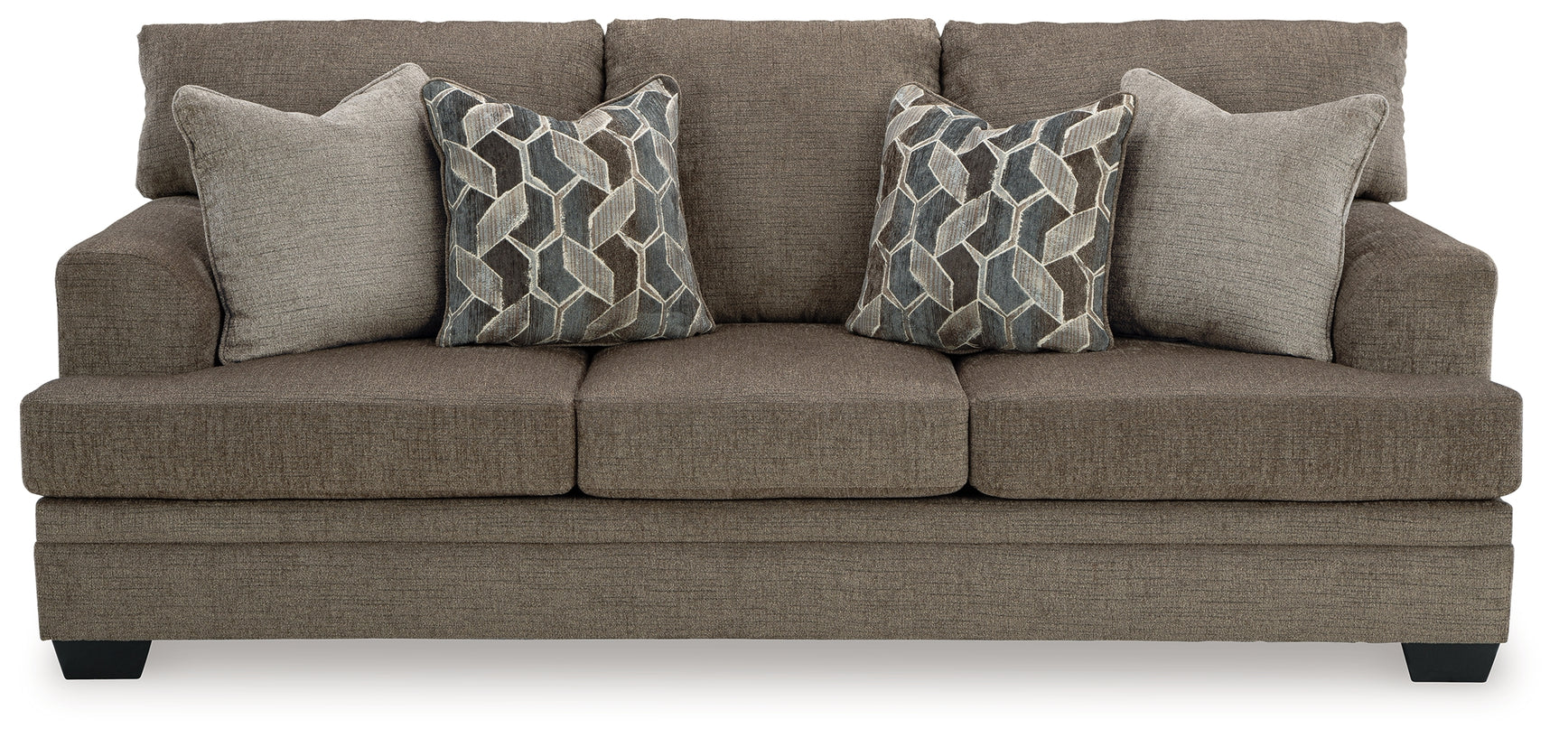 angled front view of setting in nutmeg fabric