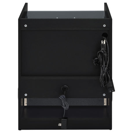 Furda 2-Drawer LED Nightstand Bedside Table with Speaker Black Ash — product image 7