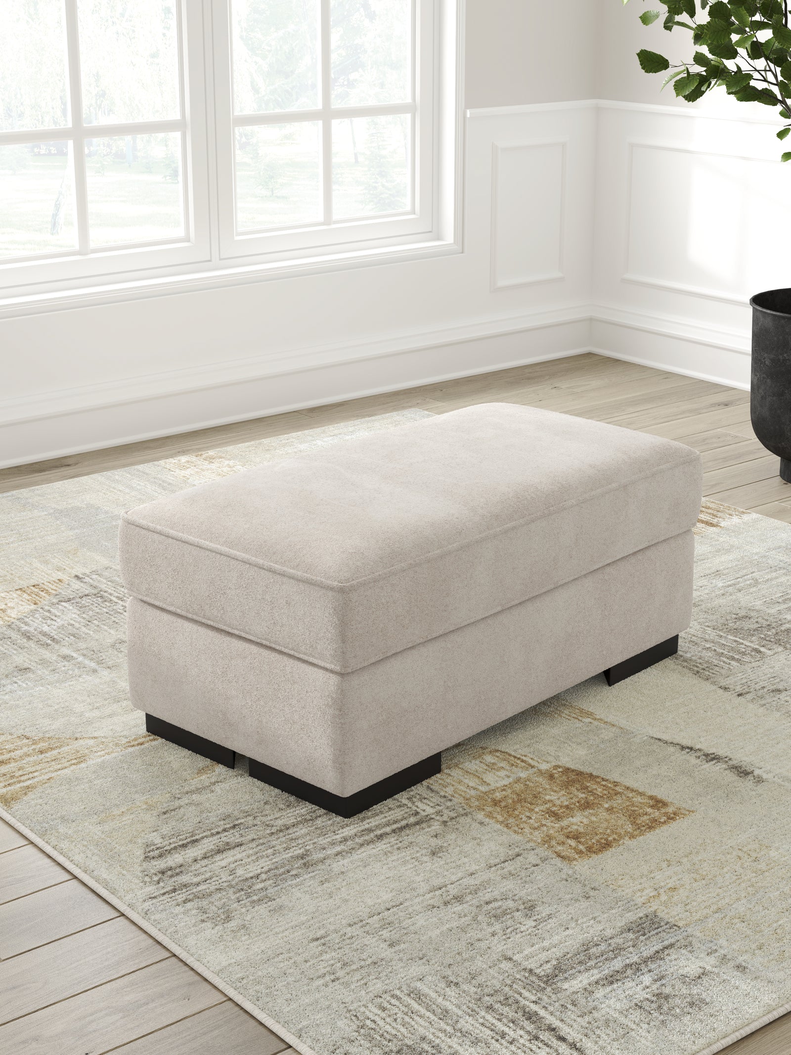 High Profile Taupe Chenille Ottoman