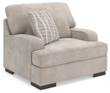 High Profile Taupe Chenille Oversized Chair angled side view