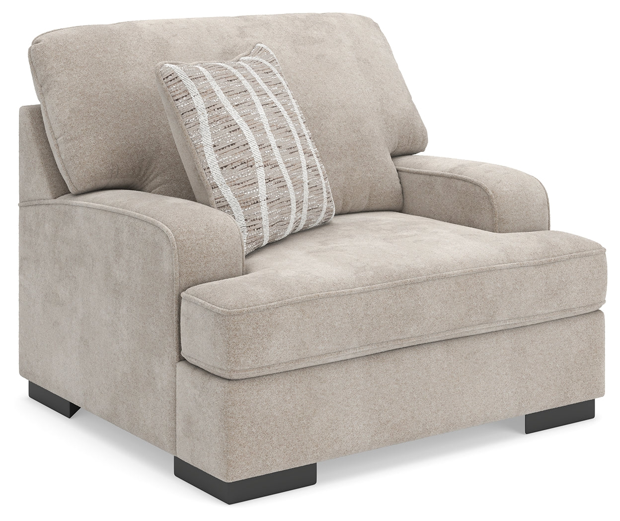 High Profile Taupe Chenille Oversized Chair angled side view