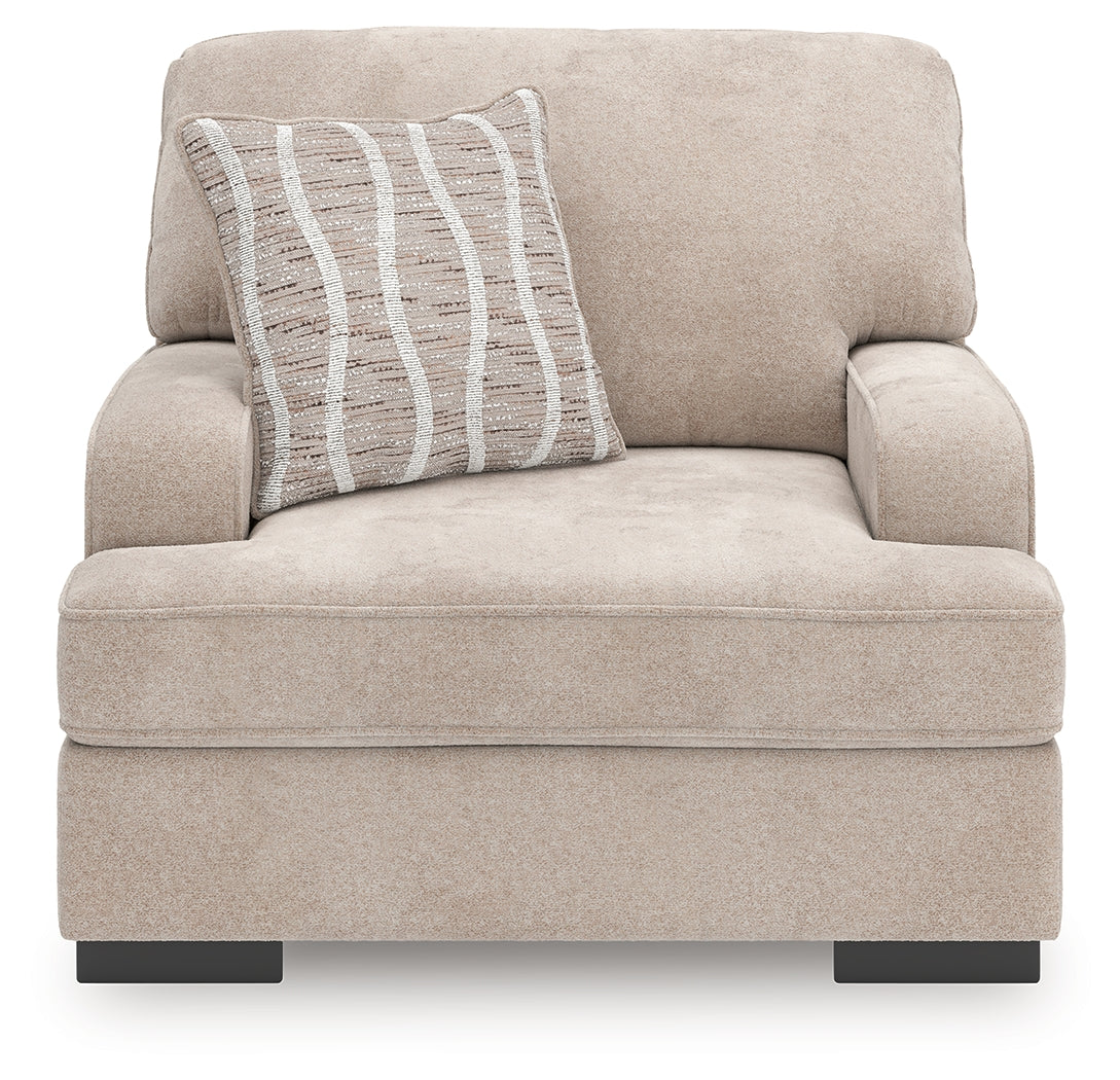 High Profile Taupe Chenille Oversized Chair head-on view