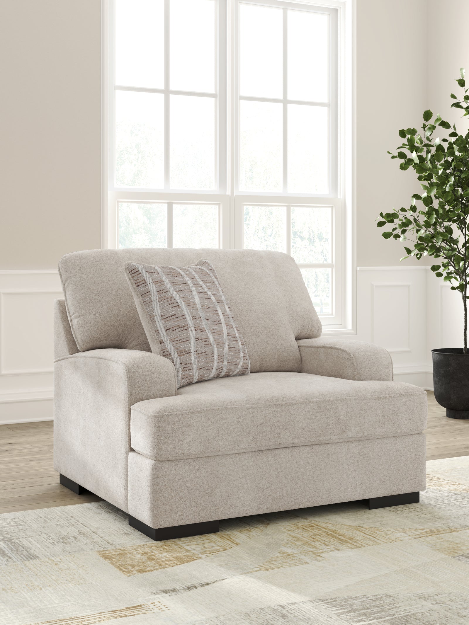 High Profile Taupe Chenille Oversized Chair