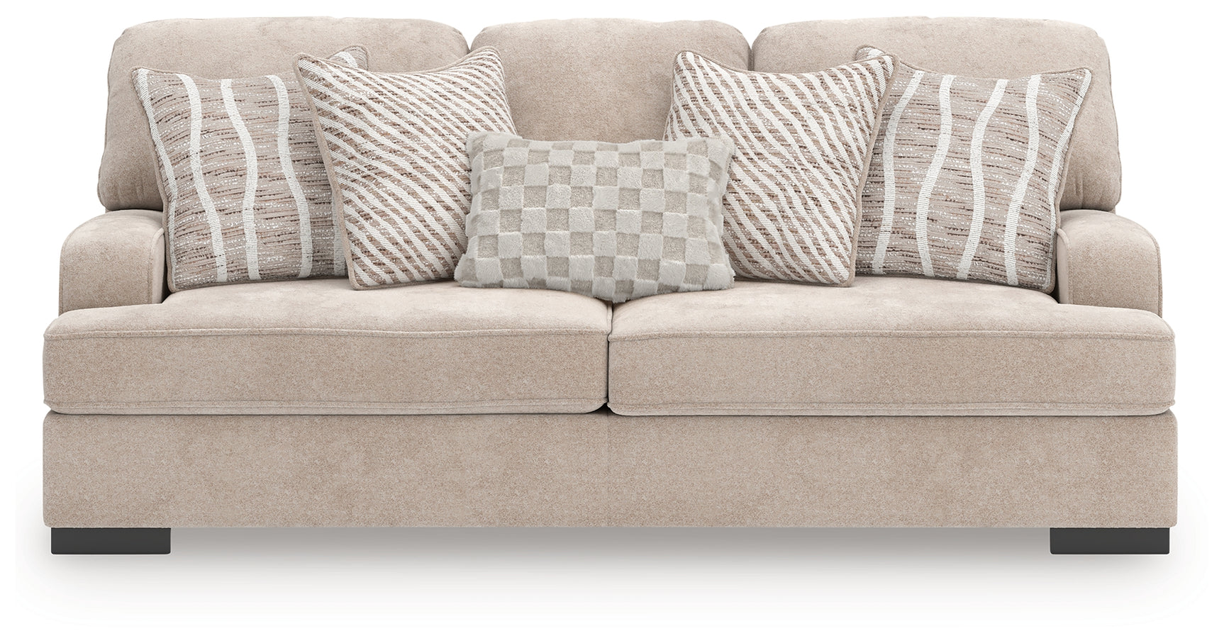 High Profile Taupe Chenille Sofa detail view