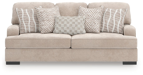 High Profile Taupe Chenille Sofa detail view