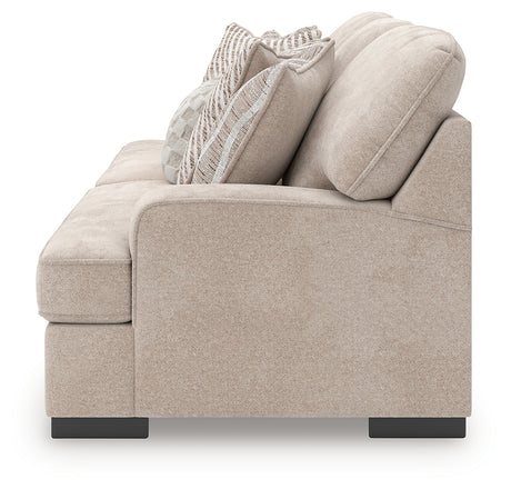 High Profile Taupe Chenille Sofa alternative side view