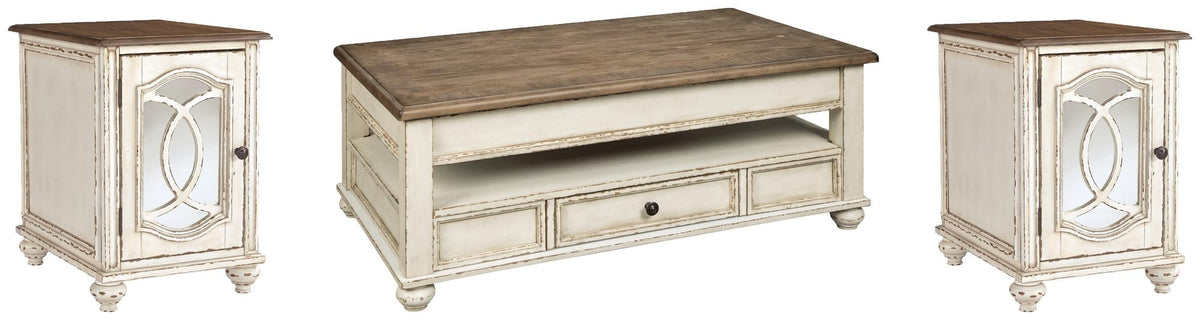 Realyn White/Brown Coffee Table with 2 End Tables — product image 2