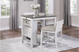main view of Daye White Fabric Upholstered Rectangular Counter Height Dining Set