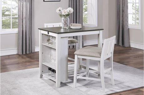 main view of Daye White Fabric Upholstered Rectangular Counter Height Dining Set