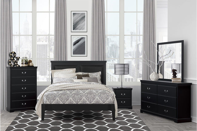 Seabright Black Faux Leather Upholstered Bed main view