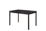room view of Tempe black faux leather faux marble rectangular dining room set dining room furniture
