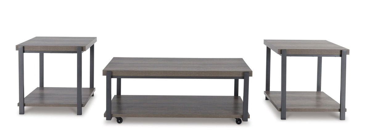 Gray and Black 47.63-Inch Coffee Table with Two End Tables — product image 2