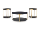Black and Brass Coffee Table with Two End Tables — product image 2