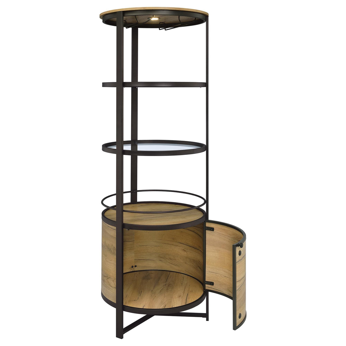 Ritter Round LED Bar Wine Storage Cabinet Rustic Oak — product image 2