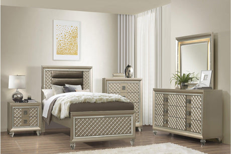 Loudon Youth Platform Bed with Champagne Finish, front angle