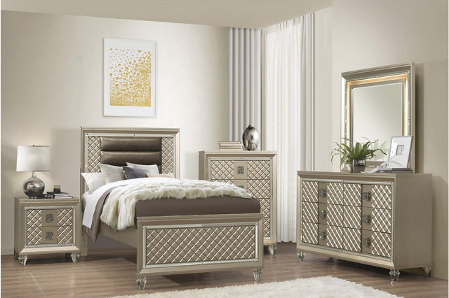 Loudon Youth Platform Bed with Champagne Finish, front angle
