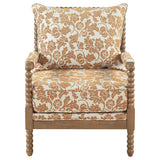 Blanchett Upholstered Bobbin Accent Chair Apricot and Distressed Brown — product image 3