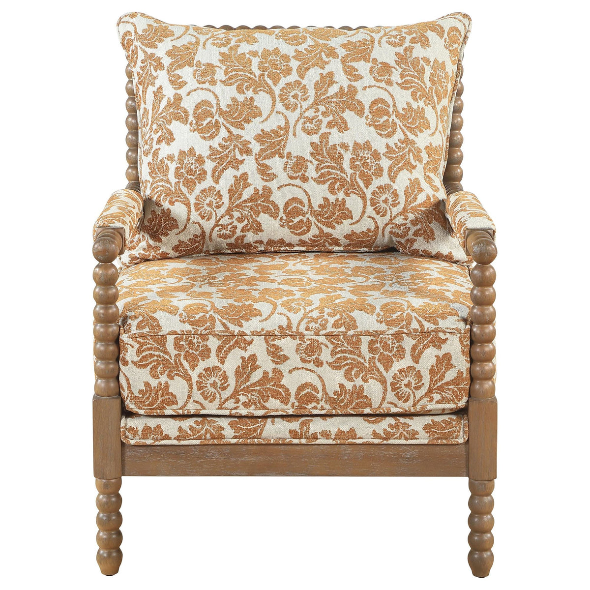 Blanchett Upholstered Bobbin Accent Chair Apricot and Distressed Brown — product image 3