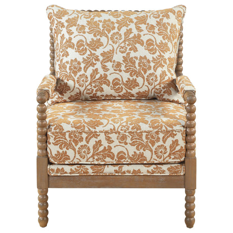 Blanchett Upholstered Bobbin Accent Chair Apricot and Distressed Brown — product image 3