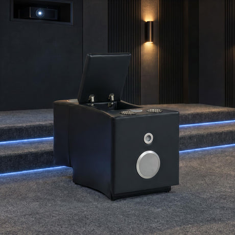 Madden Faux Leather Bluetooth Audio Console with Power Outlet Black — product image 3