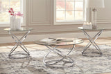 Chrome Round Coffee Table with Two End Tables — product image 2